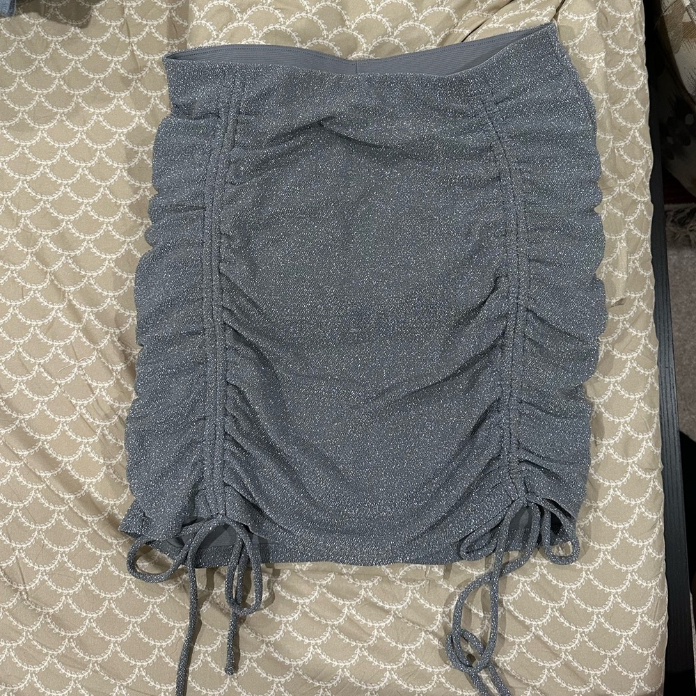 H&M Sparkling Gray Ruched Mini Skirt